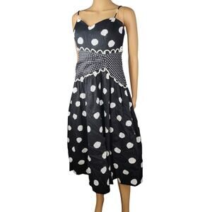 80s Black White Polka Dot Prom Cocktail Special Times Patty O'Neil Dress Size 8
